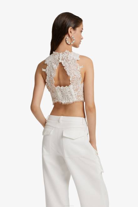 Women Ermanno Scervino White Lace Cropped Top 424R95