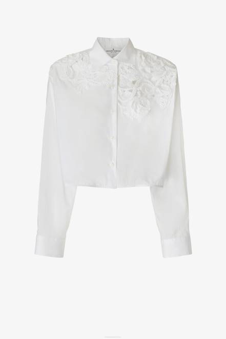 Women Ermanno Scervino White Lace-Detailed Cropped Shirt 424R79