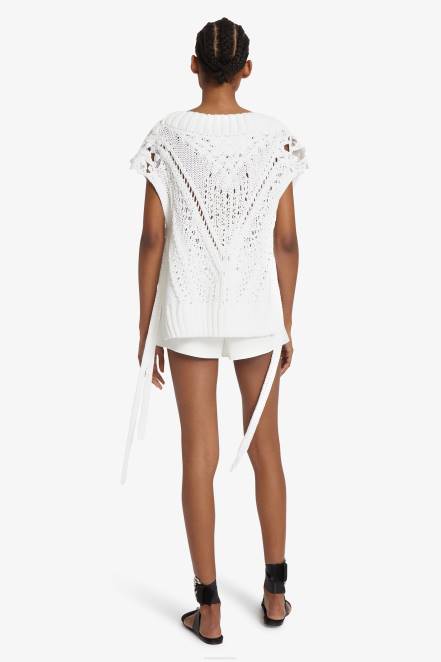 Women Ermanno Scervino White Lace-Detailed Sweater With Cut-Outs 424R52