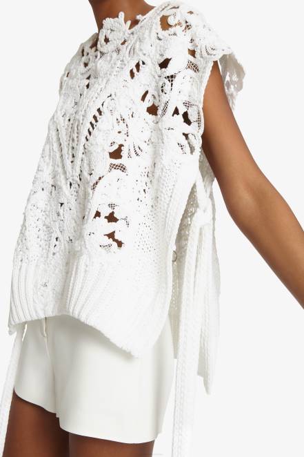 Women Ermanno Scervino White Lace-Detailed Sweater With Cut-Outs 424R52