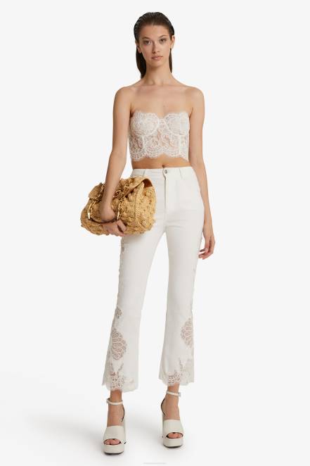 Women Ermanno Scervino White Lace Flared Jeans 424R111
