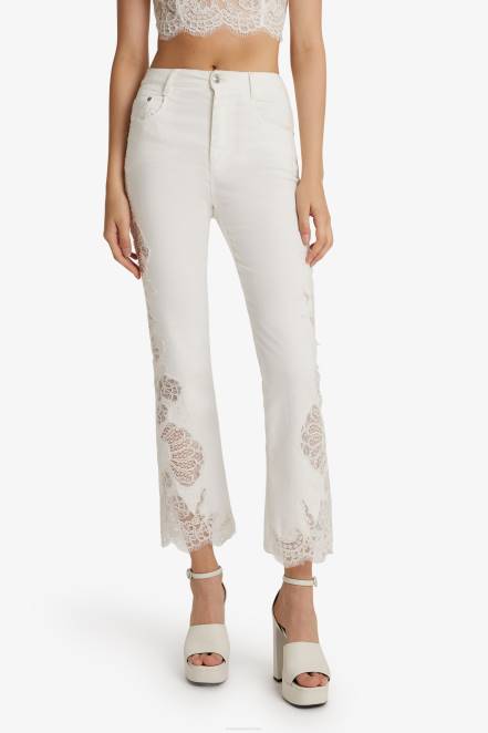 Women Ermanno Scervino White Lace Flared Jeans 424R111