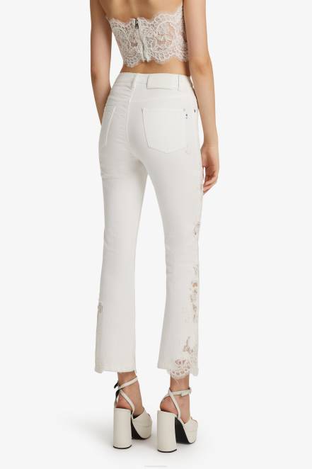 Women Ermanno Scervino White Lace Flared Jeans 424R111
