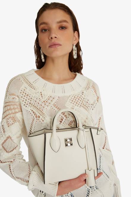 Women Ermanno Scervino White Leather Mini Maggie Bag 424R160