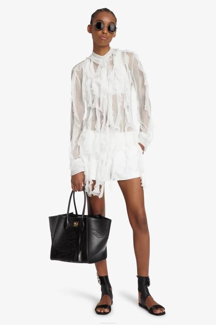 Women Ermanno Scervino White Light Shirt With Ruches 424R77