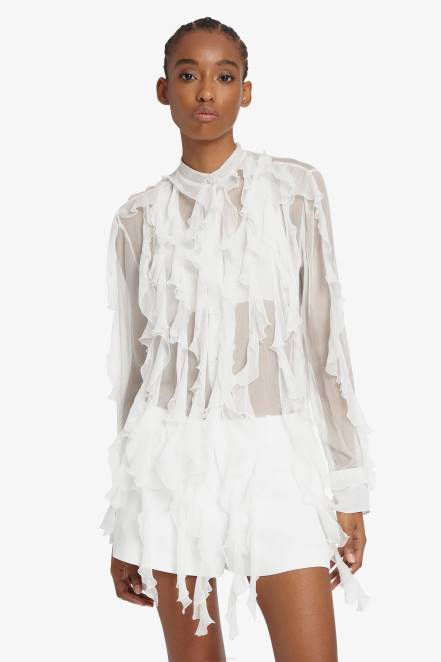 Women Ermanno Scervino White Light Shirt With Ruches 424R77