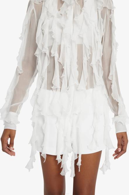 Women Ermanno Scervino White Light Shirt With Ruches 424R77