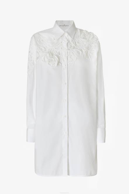 Women Ermanno Scervino White Long Embroidered Shirt 424R80