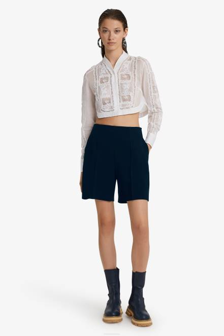 Women Ermanno Scervino White Muslin And Lace Cropped Shirt 424R84