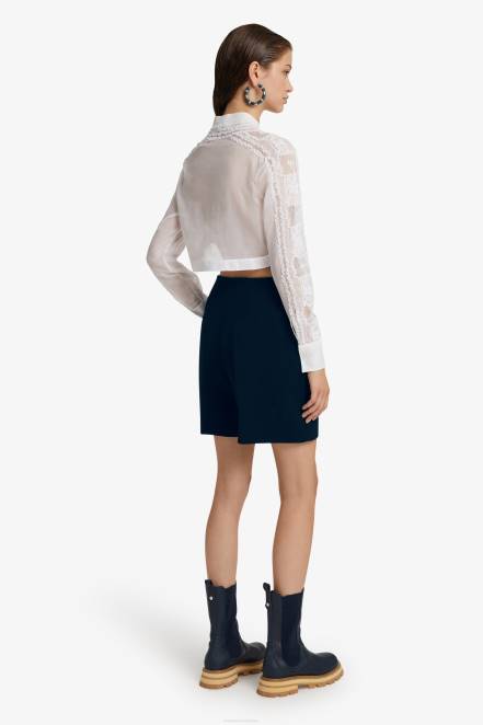 Women Ermanno Scervino White Muslin And Lace Cropped Shirt 424R84