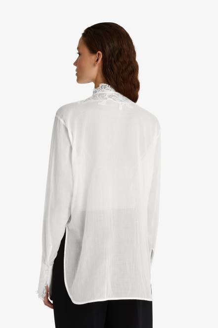 Women Ermanno Scervino White Muslin And Lace Shirt 424R85