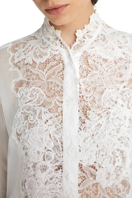 Women Ermanno Scervino White Muslin And Lace Shirt 424R85
