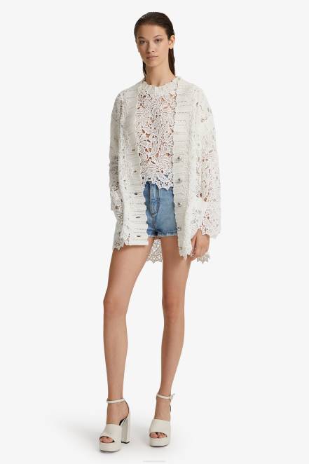 Women Ermanno Scervino White Oversized Macram Cardigan 424R49