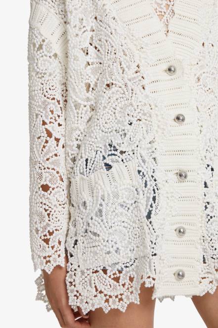 Women Ermanno Scervino White Oversized Macram Cardigan 424R49