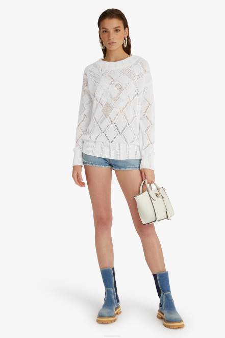 Women Ermanno Scervino White Oversized Open-Knit Sweater 424R53
