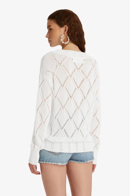 Women Ermanno Scervino White Oversized Open-Knit Sweater 424R53
