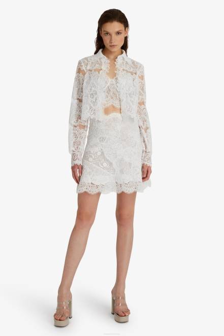 Women Ermanno Scervino White Patchwork Lace Skirt 424R128