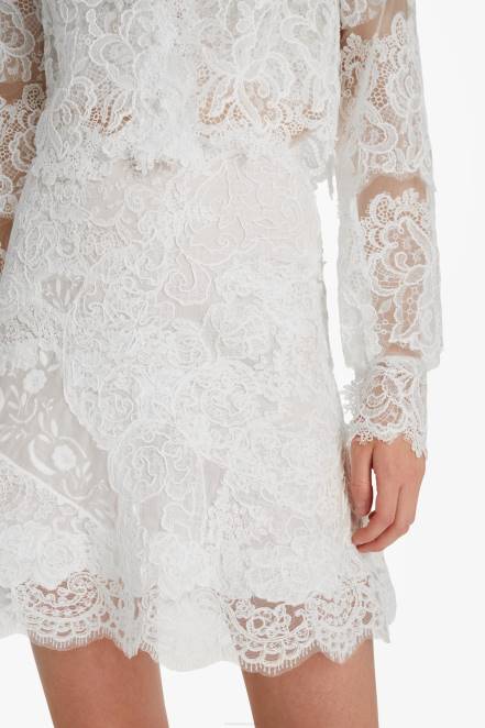 Women Ermanno Scervino White Patchwork Lace Skirt 424R128