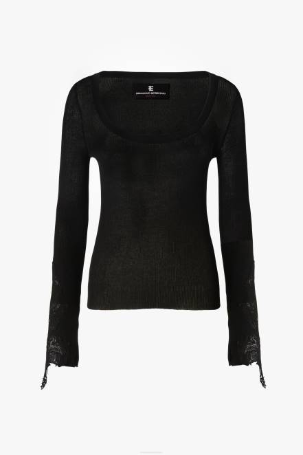 Women Ermanno Scervino White Plunging-Neck Sweater 424R65