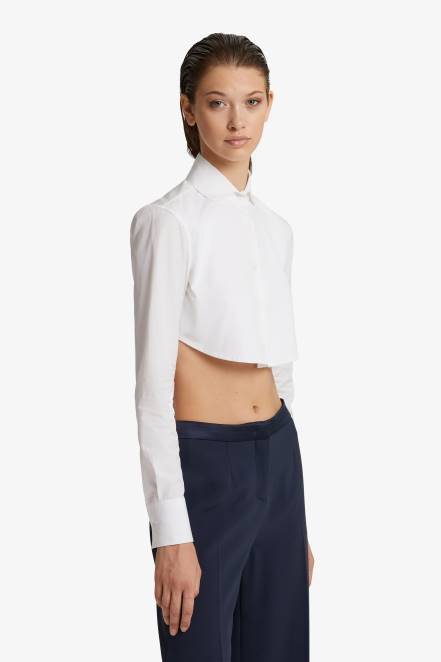 Women Ermanno Scervino White Poplin Cropped Shirt 424R82