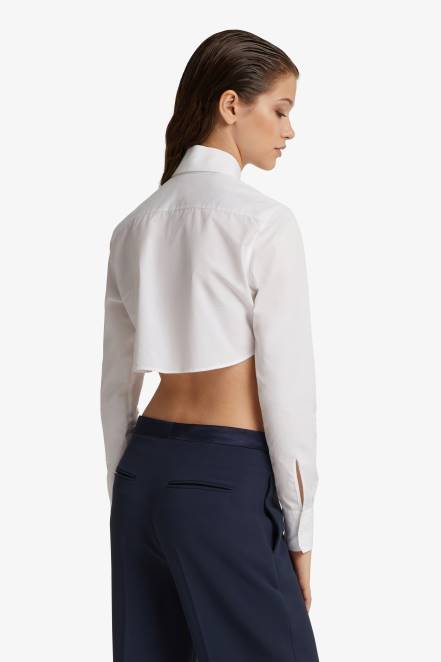 Women Ermanno Scervino White Poplin Cropped Shirt 424R82