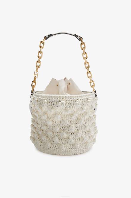Women Ermanno Scervino White Raffia Bucket Bag 424R135