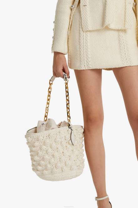 Women Ermanno Scervino White Raffia Bucket Bag 424R135