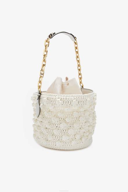 Women Ermanno Scervino White Raffia Bucket Bag 424R135