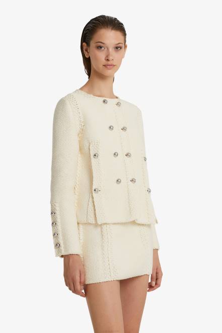 Women Ermanno Scervino White Short Double-Breasted Jacket 424R61
