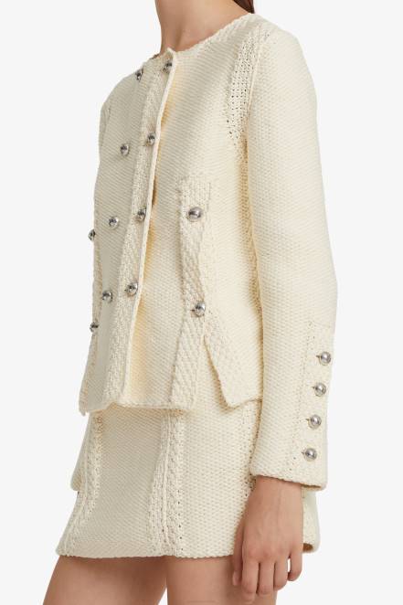 Women Ermanno Scervino White Short Double-Breasted Jacket 424R61