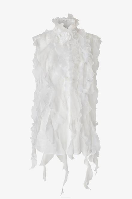Women Ermanno Scervino White Sleeveless Shirt With Ruches 424R78