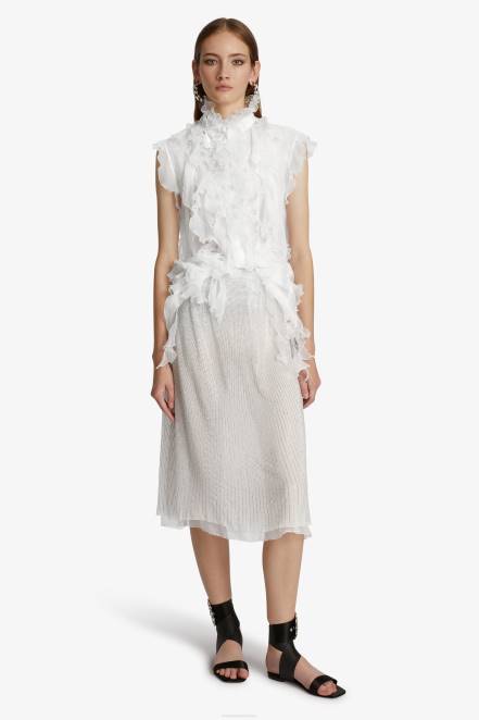 Women Ermanno Scervino White Sleeveless Shirt With Ruches 424R78