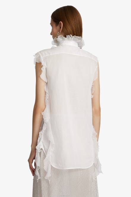 Women Ermanno Scervino White Sleeveless Shirt With Ruches 424R78