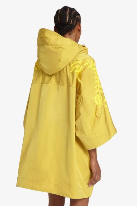 Women Ermanno Scervino Yellow Embroidered Duchesse Pea Coat 424R27