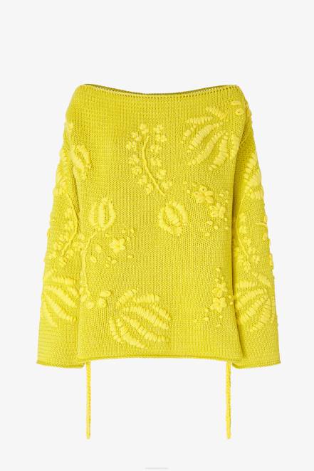 Women Ermanno Scervino Yellow Embroidered Oversized Sweater 424R48