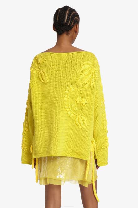 Women Ermanno Scervino Yellow Embroidered Oversized Sweater 424R48