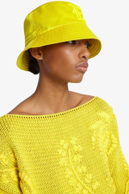 Women Ermanno Scervino Yellow Satin Bucket Hat 424R200