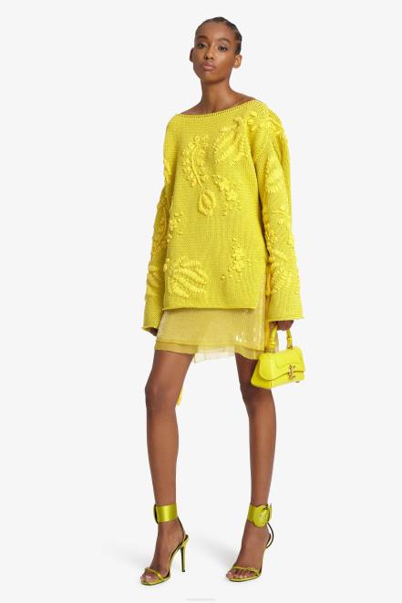 Women Ermanno Scervino Yellow Sequinned Miniskirt 424R125