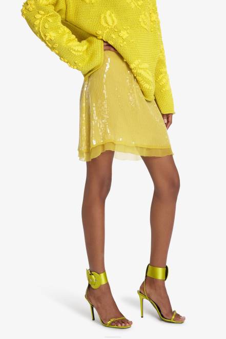 Women Ermanno Scervino Yellow Sequinned Miniskirt 424R125