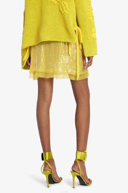 Women Ermanno Scervino Yellow Sequinned Miniskirt 424R125