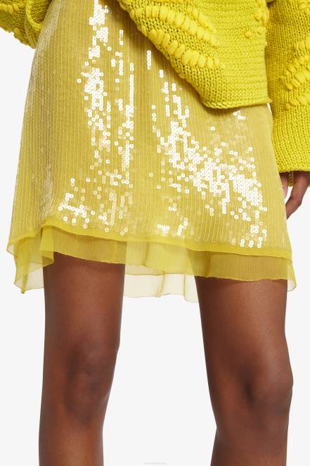 Women Ermanno Scervino Yellow Sequinned Miniskirt 424R125